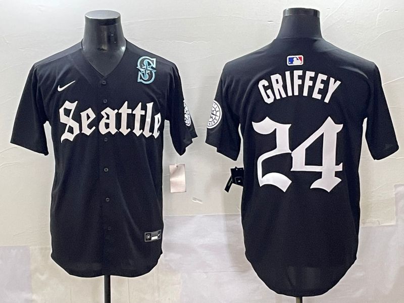 Men 2025 Seattle Mariners #24 Griffey Black Five generations Joint Name Nike MLB Jersey style 13